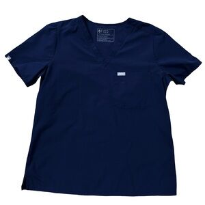 FIGS Catarina One Pocket Scrub Top Women Large V Neck Blue W21SW1025